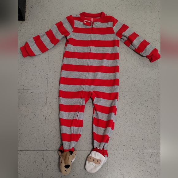 Carter's Just For You Christmas Holiday One Piece Pajamas Size 3T Red Santa PJ - Picture 2 of 11